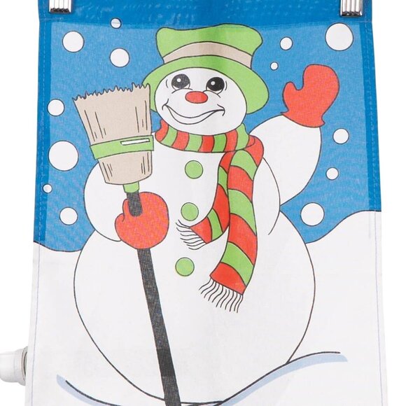 Snowman Winter Garden Flag 10x15 Blue Frosty Broom VTG Emson - Picture 2 of 5